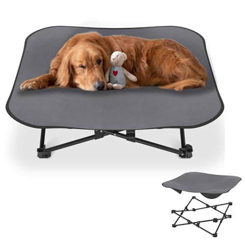 AufuN Faltbares Hundebett Katzenbett 87x87x33 cm, Erhöhtes Atmungsaktiv Haustierliege Hundeliege Haustierbett für Indoor & Outdoor Camping, Garten, Terrasse, Wohnung Robustes Polyester, Grau AufuN Faltbares Hundebett Katzenbett 87x87x33 cm, Erhöhtes Atmungsaktiv Haustierliege Hundeliege Haustierbett für Indoor & Outdoor Camping, Garten, Terrasse, Wohnung Robustes Polyester, Grau von AufuN