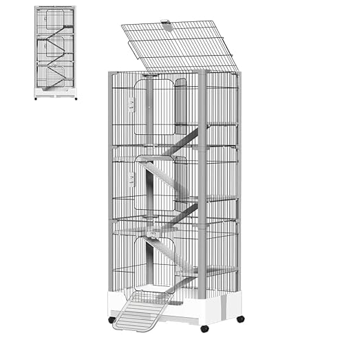 Aufun 3 Ebenen Kaninchenstall, Mobiler Haustierkäfig, Kleintierkäfig Sicherheitsschlösser, Meerschweinchenkäfig Nagerkäfig mit offenem Dach, Rollen, abnehmbar Bodenplatte und Leiter 73x50x160cm Aufun 3 Ebenen Kaninchenstall, Mobiler Haustierkäfig, Kleintierkäfig Sicherheitsschlösser, Meerschweinchenkäfig Nagerkäfig mit offenem Dach, Rollen, abnehmbar Bodenplatte und Leiter 73x50x160cm von AufuN