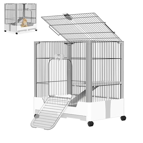 Aufun Kaninchenstall, Mobiler Haustierkäfig, Kleintierkäfig Sicherheitsschlösser, Meerschweinchenkäfig Nagerkäfig mit offenem Dach, Rollen, abnehmbar Bodenplatte und Leiter 73x50x68cm Aufun Kaninchenstall, Mobiler Haustierkäfig, Kleintierkäfig Sicherheitsschlösser, Meerschweinchenkäfig Nagerkäfig mit offenem Dach, Rollen, abnehmbar Bodenplatte und Leiter 73x50x68cm von AufuN