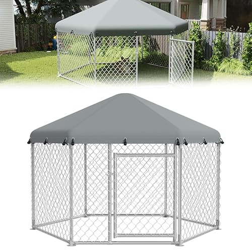 Aufun Outdoor Hundezwinger 210x185x150cm mit Überdachung Hundehütte Zwinger Hundekäfig Verzinkter Stahl Hundehaus Tierlaufstall Freilaufgehege Verschließbares Riegelsystem für Hunde Hühner Geflügel Aufun Outdoor Hundezwinger 210x185x150cm mit Überdachung Hundehütte Zwinger Hundekäfig Verzinkter Stahl Hundehaus Tierlaufstall Freilaufgehege Verschließbares Riegelsystem für Hunde Hühner Geflügel von AufuN