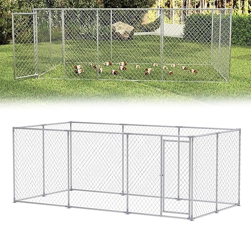 Aufun Outdoor Hundezwinger 400x200x150cm, Zwinger Hundekäfig aus Verzinkter Stahl Hundehaus Tierlaufstall Freilaufgehege Verschließbares Riegelsystem für Hunde, Hundeauslauf Draußen von AufuN