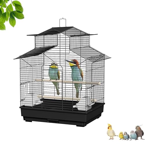 Aufun Vogelkäfig mit Vogelspielzeuge, Vogelhaus Wellensittichkäfig, Vogelvoliere Metall, Exotenkäfig, Käfigspielzeug Nymphensittiche Voliere Vogelhaus Käfig mit Vogeltreppe (Tye B, 40x40x58cm) von AufuN