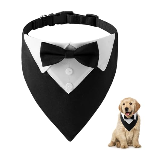 Formales Hunde Bandana, Formale Hochzeit Party Hundehalstuch,Mit Fliege Und Krawatte Für Mittlere Und Große Hunde. Verstellbar Hundekostüm Formale Hund Hochzeit Outfit für Geburtstag Party (Black, L) Formales Hunde Bandana, Formale Hochzeit Party Hundehalstuch,Mit Fliege Und Krawatte Für Mittlere Und Große Hunde. Verstellbar Hundekostüm Formale Hund Hochzeit Outfit für Geburtstag Party (Black, L) von Auirshiky
