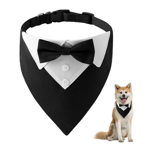 Auirshiky Formale Hunde Bandana, Hochzeit Party Hundehalstuch, Mit Fliege Und Krawatte, Verstellbar Für Mittlere Und Große Hunde. Schwarz, S Auirshiky Formale Hunde Bandana, Hochzeit Party Hundehalstuch, Mit Fliege Und Krawatte, Verstellbar Für Mittlere Und Große Hunde. Schwarz, S von Auirshiky