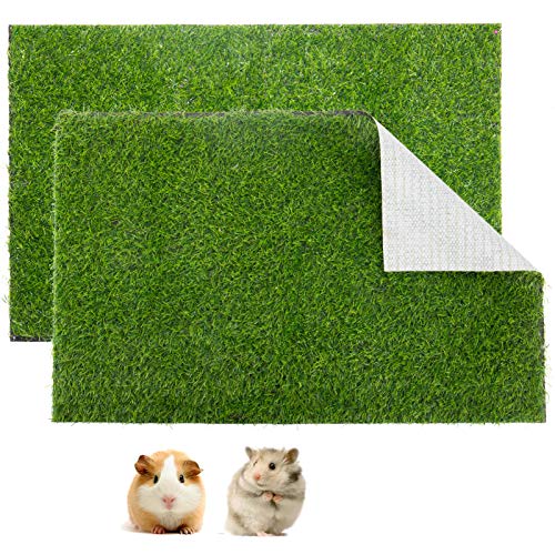 Aulock 2 Stück Kunstrasen Meerschweinchen Pee Pads - 39 x 59 cm Fake Gras Teppich Töpfchentraining Kunstrasen für Welpen, Kaninchen, Hamster, Hasen, Rennmäuse, andere kleine Tiere von Aulock