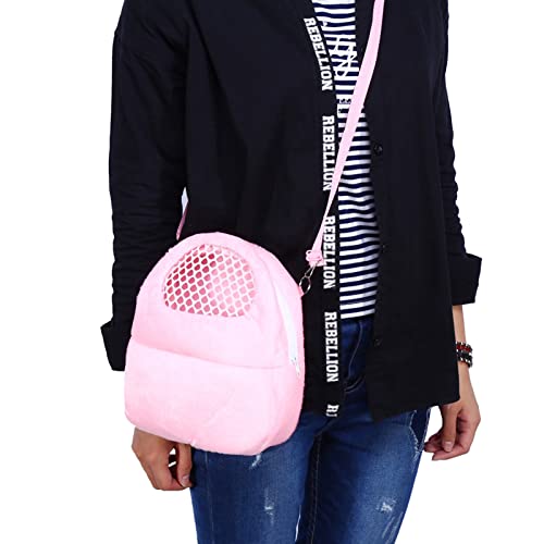 Aumotop 3Colors Haustiertransporttasche für Hamster, Ratten, Igel, Chinchilla, Frettchen, Reisetasche mit Netz, Verstellbarem Riemen und Reißverschluss (Rosa L) von Aumotop