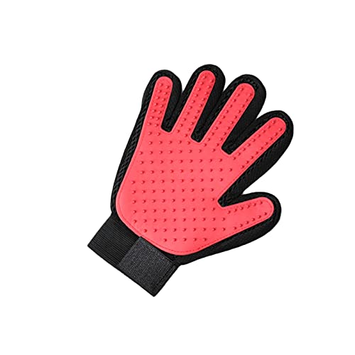 Aunye Fellpflege-Handschuh, Bürste Handschuh für Hunde, Katzen und Pferde - 1 Links- oder Rechtshänder - Massagehandschuh - Haarbürste - Tierhaare entfernen (Rot, Left) von Aunye