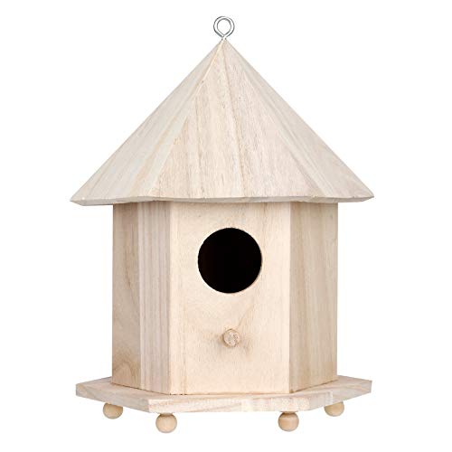 Aunye Hölzerne Vogel Nistkasten Bausatz, Einflugloch zum Aufhängen,Groß Vogelhaus Vogelhäuschen Handmade Bird House Für Meise Wellensittiche,Nistkasten-Bausatz aus Echtholz(Bausatz Holz),Khaki von Aunye