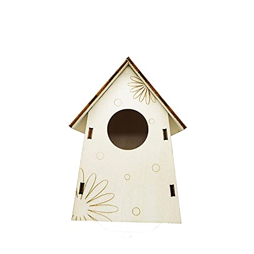 Aunye Nistkasten Vogelhaus Box aus Holz - Bunt Bedruckt Motiv Vogelhäuschen Vogelhaus Vogelnest Mit Vogelloch Holznistkasten - Nisthilfe mit Einflugloch (A) von Aunye