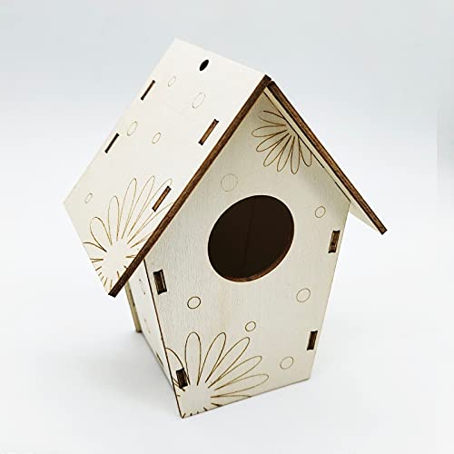 Aunye Nistkasten Vogelhaus Box aus Holz - Bunt Bedruckt Motiv Vogelhäuschen Vogelhaus Vogelnest Mit Vogelloch Holznistkasten - Nisthilfe mit Einflugloch (C) von Aunye