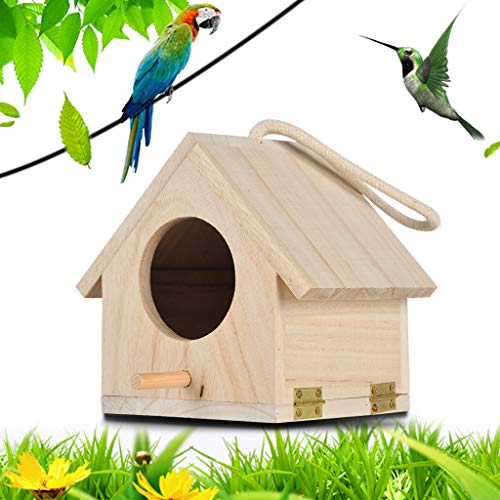 Aunye Nistkasten Vogelhaus Box aus Holz - Vogelhäuschen Vogelhaus Vogelnest mit Vogelloch Holznistkasten, Gartenbalkon Deko (B) von Aunye