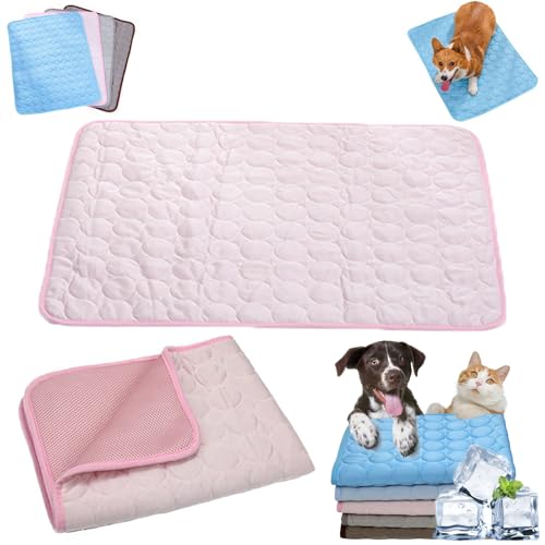 Auriiktch Dog Cooling Mat (4X More Effective), Instant Ice Silk Pet Cooling Mat for Dogs Cats, Washable Summer Foldable Portable Pet Blanket for Kennels, Crates and Beds (Pink, M) von Auriiktch