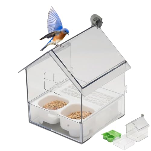 Pull-Out External Parrot Feeder, Decorative Bird Feeder, External Acrylic Transparent Parrot Feeder for Small and Medium Canary Cockatoo Cockatiel Finch (White Set) von Auriiktch