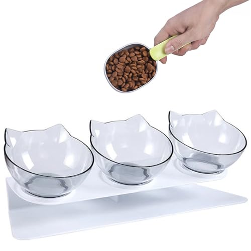 3 Stück Transparente Katzen Futter Futternäpfe mit1 Halterung 1 Löffel, 15°Kippbare Anti-Erbrechen Erhöchte Katzennäpfe, Futternapf für Katze Welpe Futter und Wasser, Kunststoff Haustier Schüsseln 3 Stück Transparente Katzen Futter Futternäpfe mit1 Halterung 1 Löffel, 15°Kippbare Anti-Erbrechen Erhöchte Katzennäpfe, Futternapf für Katze Welpe Futter und Wasser, Kunststoff Haustier Schüsseln von Aurobest