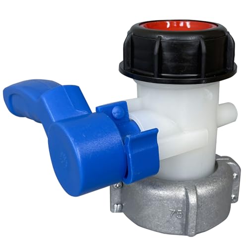 DN50 (75mm) IBC Kugelhahn Adapter, Wassertank Klappenhahn, Universal Tank Zubehör, Absperrhahn, Auslaufhahn, Schlauchanschluss, Ablasshahn für Kanister, Regentonne, Container, Regenwassertank von Aurobest