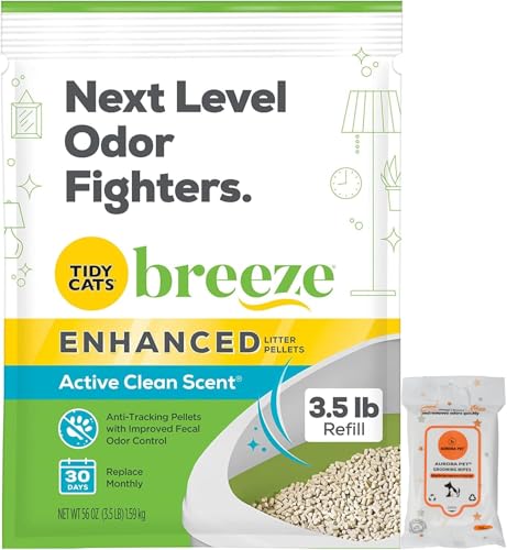 Tidy Katzenbrise Enhanced Katzenstreu Pellets – Aktiver sauberer Duft, Nachfüllpackung 1,6 kg mit Aurora Pet Wipes Tidy Katzenbrise Enhanced Katzenstreu Pellets – Aktiver sauberer Duft, Nachfüllpackung 1,6 kg mit Aurora Pet Wipes von Aurora Pet