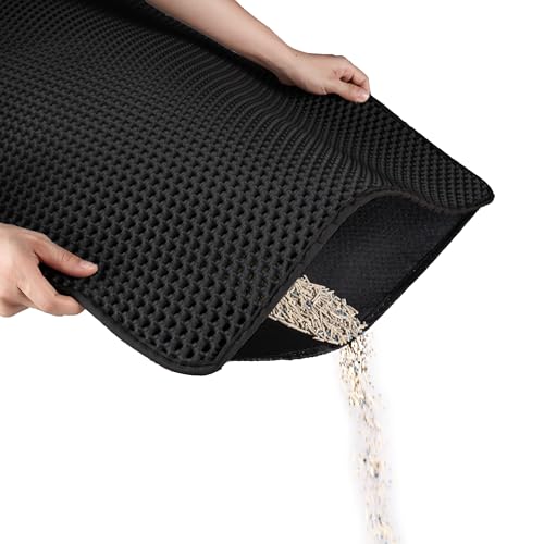 Aurorique Katzenstreu-Matte (120 x 69,8 cm) – groß, doppellagig, ungiftig, leicht zu reinigen, langlebig, Schwarz von Aurorique