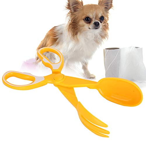 Ausla Tragbarer Scheren-Kotschaufel für Hunde und Katzen, aus Hochwertigem Kunststoff, Klein und Leicht zu Tragen, Gezahnte Kerbe für Kraftvollen Halt (Yellow) von Ausla