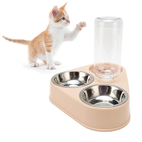Dreifache Katzennäpfe mit Wasserspender, 2 Abnehmbare Nass- und Trockenfutternäpfe aus Edelstahl mit Wassernapf für Katzen und Kleine Hunde von Ausla