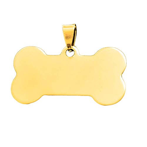 Austinstore Gravierte Personalisierte Edelstahl-Rohling Doppelseitige Knochenform Kosename Telefonnummer Tags Für Hundekatzen Gold von Austinstore