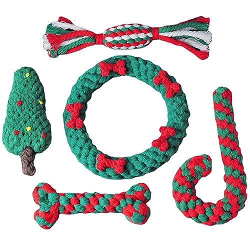 Ausugar Süßigkeitenstangen-Seilspielzeug, Hundespielzeug für Welpen, interaktives Baumwollseil, Spielzeug und Weihnachtsdekoration, Kauspielzeug für mittelgroße und große Hunde (Spielzeug, 5 Stück) von Ausugar