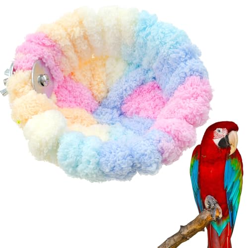 1 x buntes Vogelnest für Käfig, Plüsch-Vogelbett zum Aufhängen, für Sittiche, Korallen-Fleece, tragbares Plüsch-Papageiennest, warm, weich, gemütlich, Vogelkäfig-Zubehör, Schaukel für Sittiche, kleine von Auswalar