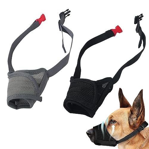 Maulkorb für Hunde, atmungsaktiv, Netzstoff, verstellbar, für Welpen, Beißen, Kauen und Pflegen, ermöglicht Hecheln und Trinken, einfach zu bedienen, 2 Stück Maulkorb für Hunde, atmungsaktiv, Netzstoff, verstellbar, für Welpen, Beißen, Kauen und Pflegen, ermöglicht Hecheln und Trinken, einfach zu bedienen, 2 Stück von Auswalar