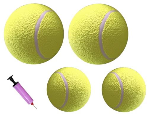 Auto-plaza 4 Packungen große Tennisbälle für Hunde, 24,1 cm und 17,8 cm, aufblasbare riesige Tennisbälle, großes Haustierspielzeug, Ball, lustige Outdoor-Sportarten mit Pumpe Auto-plaza 4 Packungen große Tennisbälle für Hunde, 24,1 cm und 17,8 cm, aufblasbare riesige Tennisbälle, großes Haustierspielzeug, Ball, lustige Outdoor-Sportarten mit Pumpe von Auto-plaza