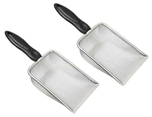 Auto-plaza Edelstahl-Katzen-Mesh-Schaufel, Katzenstreuschaufel, langer Griff, tiefe Schaufel, antihaftbeschichtete Metallstreuschaufel (1) von Auto-plaza