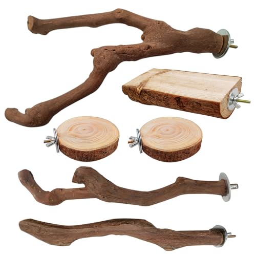 7-teiliges Vogelsitzstangen-Set für Käfig, Traubenholz, Vogelplattformen, Sittiche, Pfotenschleifgabel, Übungsspielzeug-Set für Nymphensittiche, Sittiche, Papageien 7-teiliges Vogelsitzstangen-Set für Käfig, Traubenholz, Vogelplattformen, Sittiche, Pfotenschleifgabel, Übungsspielzeug-Set für Nymphensittiche, Sittiche, Papageien von Autokcan