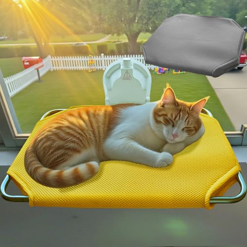 Katzen-Fensterstange mit starkem Saugnapf, große Katzenhängematte Bett für Fenster mit 2 Matten, Kätzchen-Hängematte mit Metallrahmen für Haus und Innenbereich, großer Saugnapf mit roter Warnlinie Katzen-Fensterstange mit starkem Saugnapf, große Katzenhängematte Bett für Fenster mit 2 Matten, Kätzchen-Hängematte mit Metallrahmen für Haus und Innenbereich, großer Saugnapf mit roter Warnlinie von Autokcan
