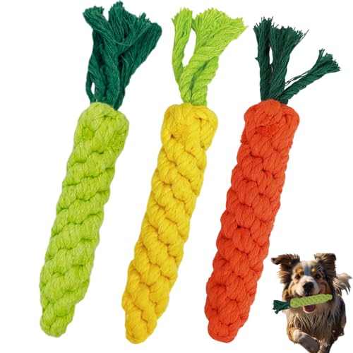 AutumnNest 3 x geflochtenes Seilspielzeug für Haustiere in verschiedenen Farben (gelb, grün, orange), Kauspielzeug für Hunde und Katzen, sicheres und langlebiges geflochtenes Seilspielzeug für von AutumnNest