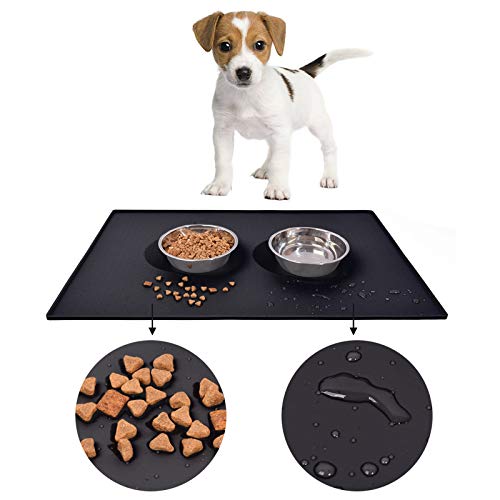 Auzkong Silikon-Haustier-Futtermatte, wasserdicht und schmutzabweisend, rutschfeste Silikon-Hunde-Futtermatte, Katzenfuttermatte, Auto-Silikon-Haustiermatte 1 STK (60 x 40 cm, Schwarz) Auzkong Silikon-Haustier-Futtermatte, wasserdicht und schmutzabweisend, rutschfeste Silikon-Hunde-Futtermatte, Katzenfuttermatte, Auto-Silikon-Haustiermatte 1 STK (60 x 40 cm, Schwarz) von Auzkong