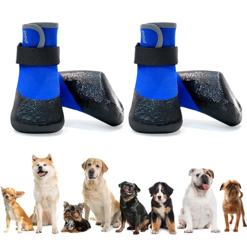 Avaner 4 Stück Stiefel und Schuhe für Hunde, wasserdicht: Schutzstiefel für Hunde, rutschfest, Pfotenschutz für kleine mittelgroße und große Hunde, blau3 Avaner 4 Stück Stiefel und Schuhe für Hunde, wasserdicht: Schutzstiefel für Hunde, rutschfest, Pfotenschutz für kleine mittelgroße und große Hunde, blau3 von Avaner