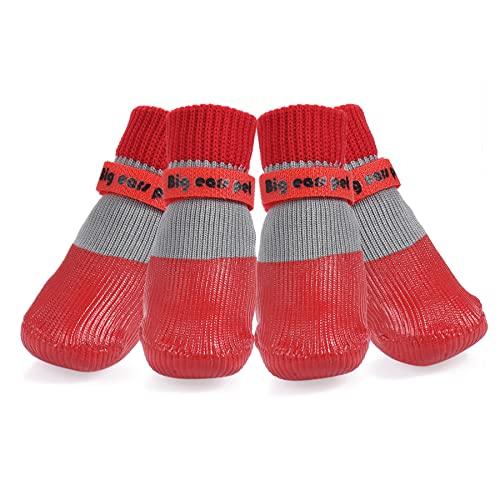 Avaner Hundeschuhe 4pcs Pfotenschutz Hundesocken wasserdichte Hundestiefel mit Anti-Rutsch Sohle Regenschutz Hundeschuhe für Indoor & Outdoor Sport Rot (Größe S) von Avaner