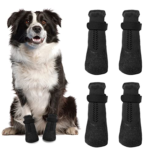 Avaner Hundeschuhe Hunde Pfotenschutz mit Weiche Gummibänder Hundesocken Anti Rutsch wasserdichte Sportschuhe Socken Hunde Schuhe für kleine Hunde im Freien, Schwarz von Avaner