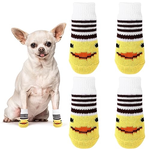 Avaner Hundesocken rutschfeste Pfotenschutz Socken Gelbe Hohe Elastizität Hundeschuhe Weiche Socken Indoor Antirutschsocken für kleine Hunde Haustiere von Avaner