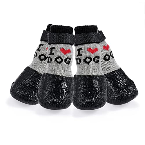 Avaner Pfotenschutz 4pcs wasserdicht mit Anti-rutsch Sohle Hundeschuhe für Indoor & Outdoor Sport (L) von Avaner