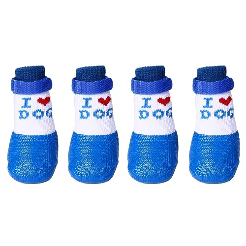 Avaner Pfotenschutz 4pcs wasserdichte Hundesocken mit Anti-rutsch Sohle Hundeschuhe für Indoor & Outdoor Sport, Blau (M) von Avaner
