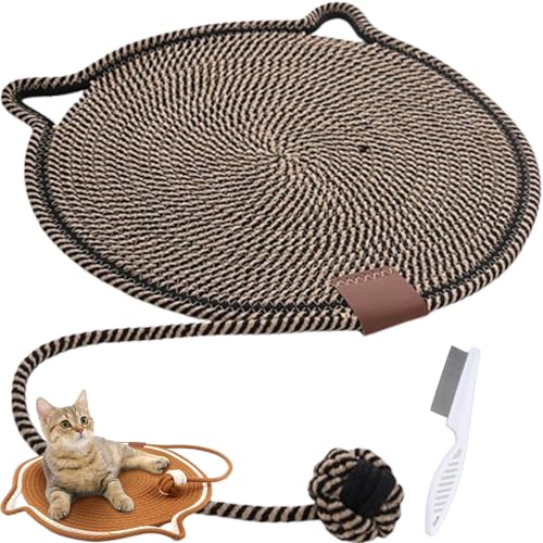Avanise Doppeltes Kratzpad, Kratzpads Für Hauskatzen, Katzenkratzmatte Aus Natürlichem Baumwollseil, Katzenkratzpad In Großer Größe, Katzenbett, Katzenkratzpad Mit Katzenspielzeug (Black,19.5in) von Avanise