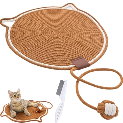 Avanise Doppeltes Kratzpad, Kratzpads Für Hauskatzen, Katzenkratzmatte Aus Natürlichem Baumwollseil, Katzenkratzpad In Großer Größe, Katzenbett, Katzenkratzpad Mit Katzenspielzeug (Brown,19.5in) von Avanise