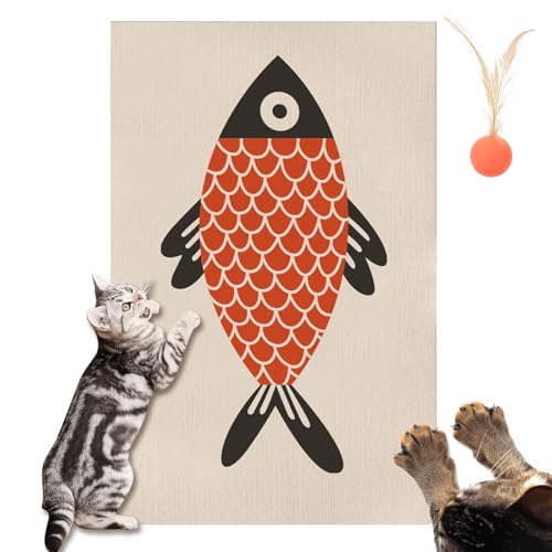 Wand-Katzenkratzbaum, Petholic Katzenkratzbaum Für Die Wand, Katzenkratzmatte, Selbstklebende Katzenkratzmatte, Katzenkratzbäume Für Hauskatzen (Fisch) von Avanise