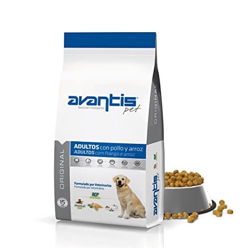 Avantis Pet Original Futtermittel für Erwachsene Hunde mittlerer und großer Rassen, 15 kg, 100% vollständiges und ausgewogenes Futter - sehr ernährungsphysiologisch mit Huhn und Reis von Avantis Pet Nutrición Inteligente
