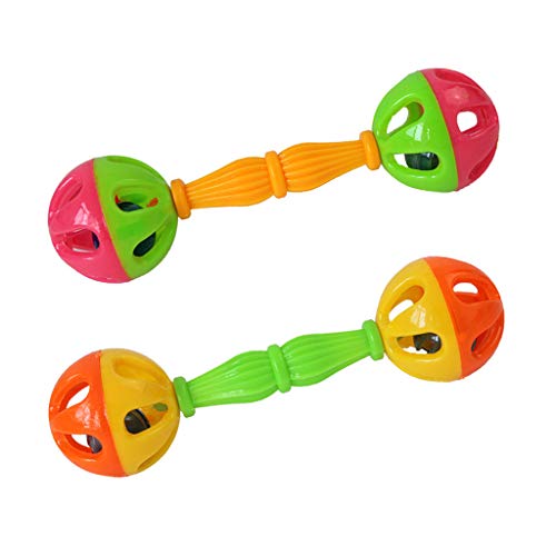 Avejjbaey 2 x Vogelkugel-Spielzeug mit Klang, buntes Kunststoff, geeignet für Papageien, Aras, Eclectus, afrikanische und graue Kakadu, Vogelhäuser für den Außenbereich von Avejjbaey