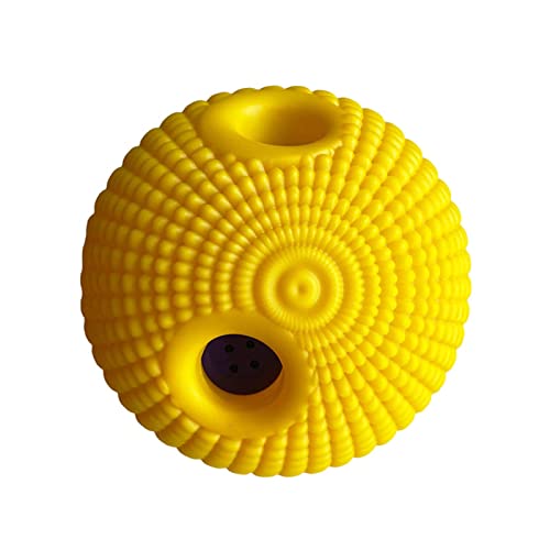 Avejjbaey Quietschspielzeug für kleine Hunde, leuchtend gelber Ball, interaktives Kauspielzeug für und Retriever-Training, interaktives quietschendes Haustierzahnspielzeug von Avejjbaey