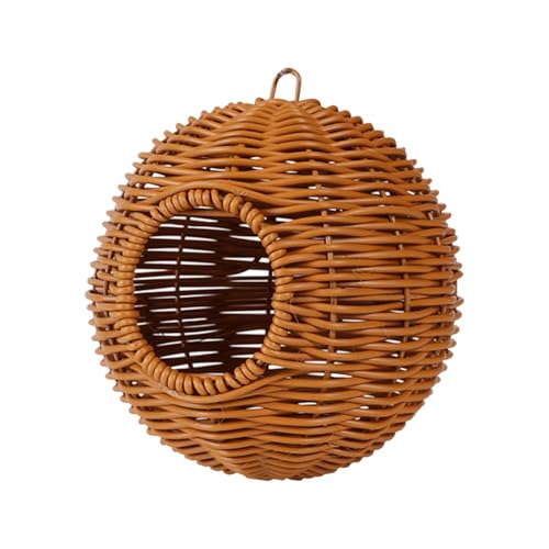 Rundes hängendes künstliches Rattan-Vogelnest für kleine Papageien, Sittiche, Haus, bequeme Sitzstangen, Käfigzubehör, gewebtes Vogelnest Rundes hängendes künstliches Rattan-Vogelnest für kleine Papageien, Sittiche, Haus, bequeme Sitzstangen, Käfigzubehör, gewebtes Vogelnest von Avejjbaey