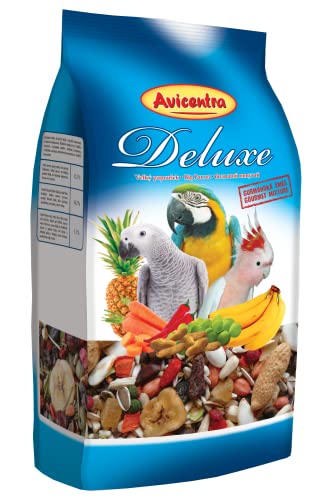 Avicentra Großsittichfutter Papageienfutter Papagei Futter Vogelfutter Premium-Mix mit Bananen, Karotten und Erdnüssen 1000g (Delux) von Avicentra