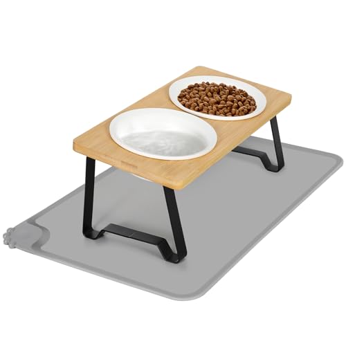 Avmvnvc Katzennapf Erhöht, 2er Set Futternapf Katze aus Keramik mit Napfunterlage Silikon, 15° gekippte Futterstation Katzen Napfset Hundenapf - Fressnapf und Wassernapf für Katzen und Kleine Hunde Avmvnvc Katzennapf Erhöht, 2er Set Futternapf Katze aus Keramik mit Napfunterlage Silikon, 15° gekippte Futterstation Katzen Napfset Hundenapf - Fressnapf und Wassernapf für Katzen und Kleine Hunde von Avmvnvc