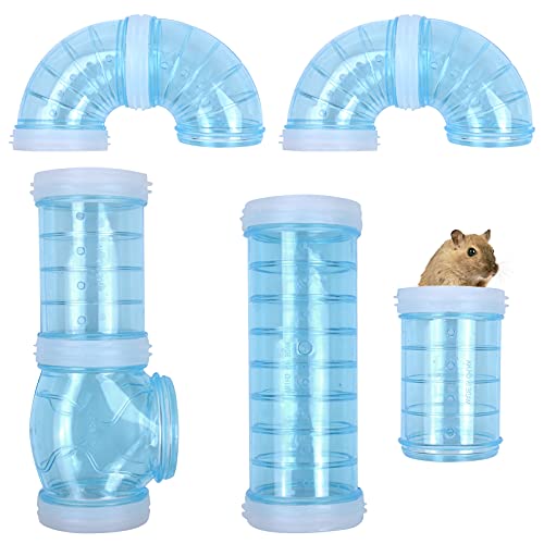 AvoDovA Röhren Für Den Tunnel Hamster, DIY Hamster Spielzeug Tunnel für Käfig, 8PCS Hamster Cage Tube für Kleine Tierkäfig Externe Zubehör, Transparent Hamster Röhren Set, Blau von AvoDovA