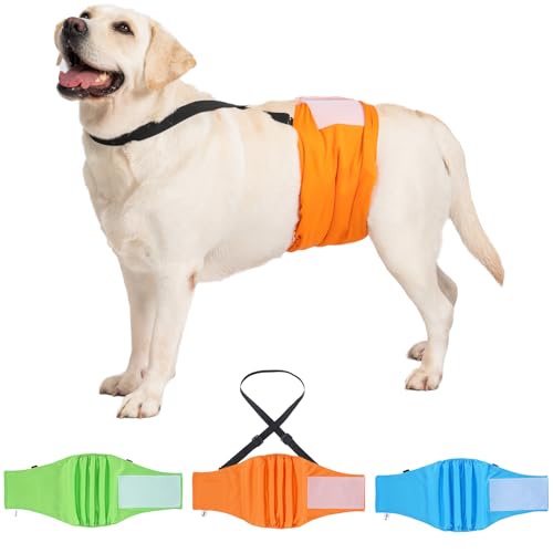Avont 3 Stück Rüde Wiederverwendbare Hundewindeln, Abnehmbare Träger, Bauchband Hund für Inkontinenz Hund, waschbare und umweltfreundliche für Hund Rüde-Neon Avont 3 Stück Rüde Wiederverwendbare Hundewindeln, Abnehmbare Träger, Bauchband Hund für Inkontinenz Hund, waschbare und umweltfreundliche für Hund Rüde-Neon von Avont